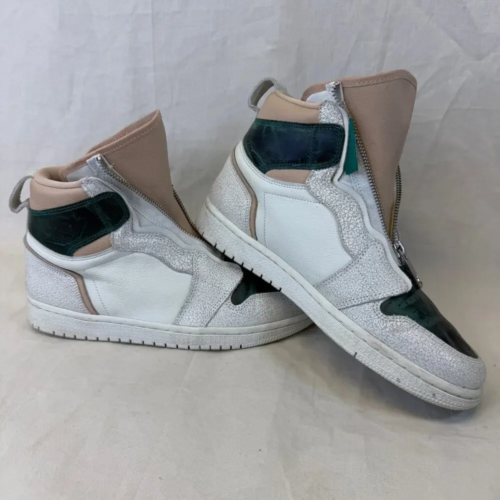 Jordan 1 Retro High Zip Mystic Green Womens Size 8.5 Leather Sneakers AQ3742-003 - Picture 1 of 9